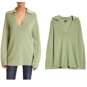 Rag & Bone Amy Ribbed Cotton Blend Collared Tunic Sweater Size XL NWOT $325